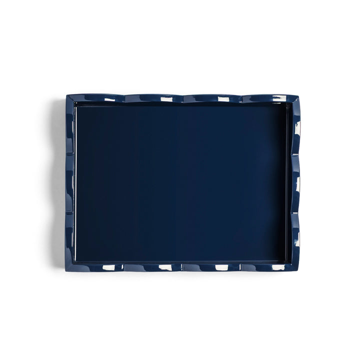 Addison Ross Lacquer Two-Tone Scallop Tray (Pale Denim & Navy) 11"