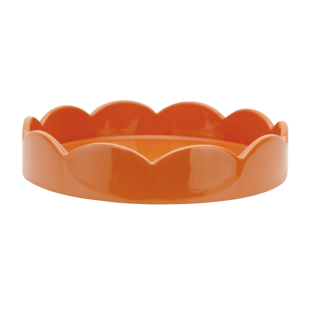 Addison Ross Lacquer Round Scalloped Tray (Orange) 8.5"