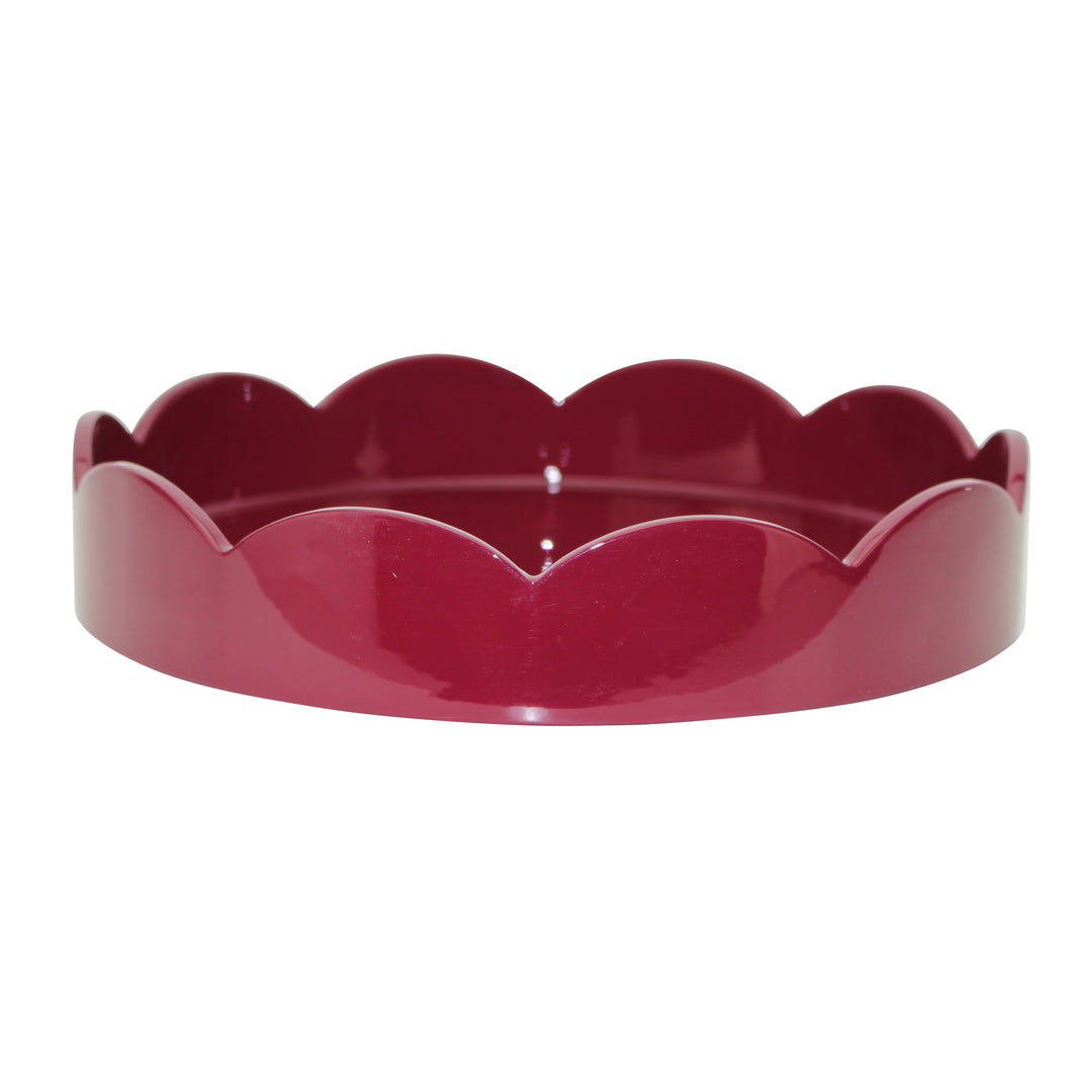 Addison Ross Lacquer Round Scalloped Tray (Cherry) 8.5"