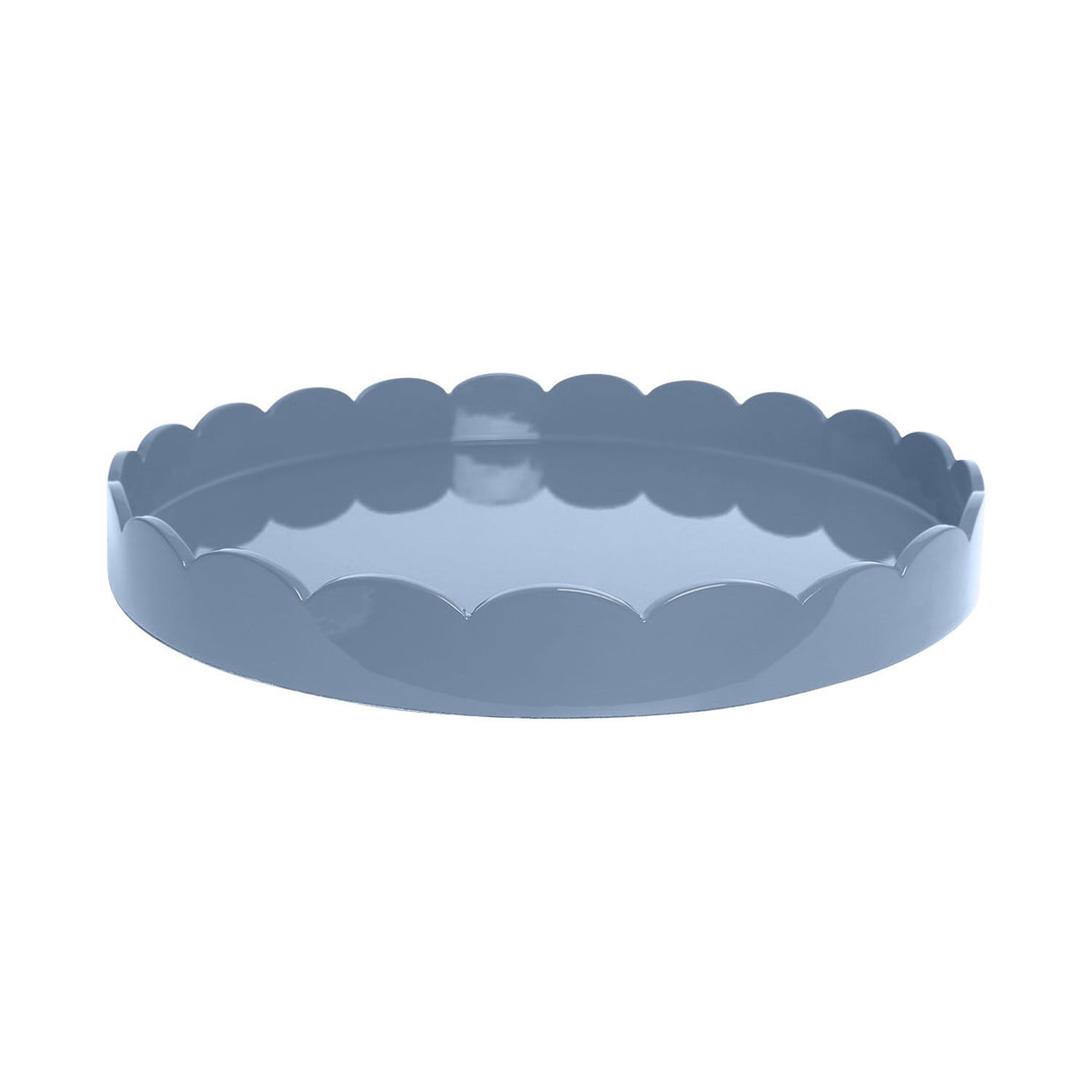 Addison Ross Lacquer Round Scalloped Tray (Chambray Blue) 16"