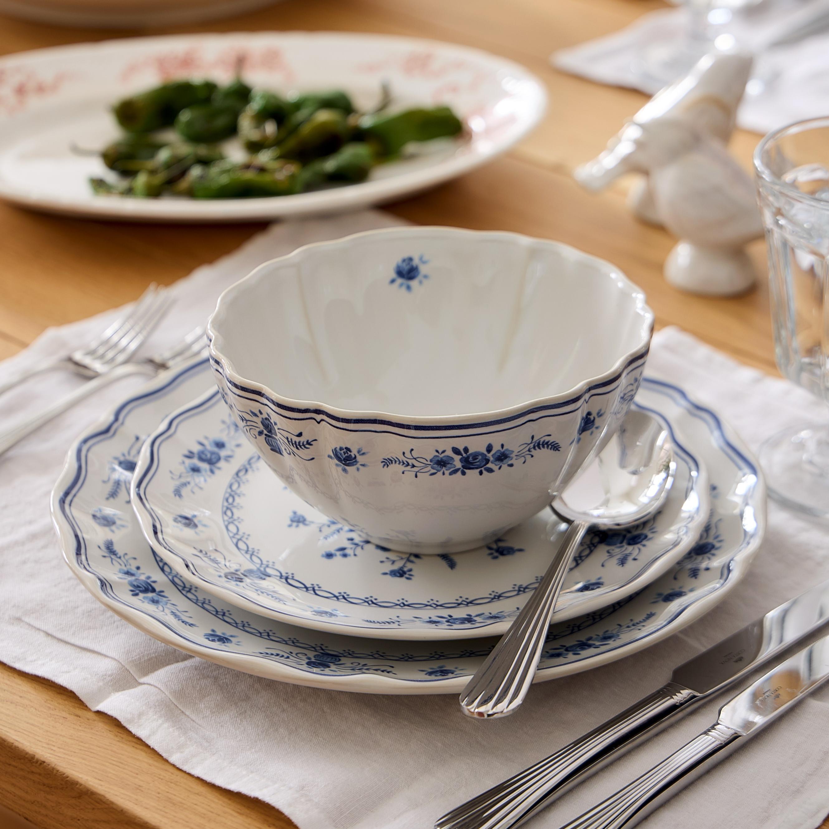 Costa Nova Vila Fine Stoneware Dinnerware (White-Blue Floral)