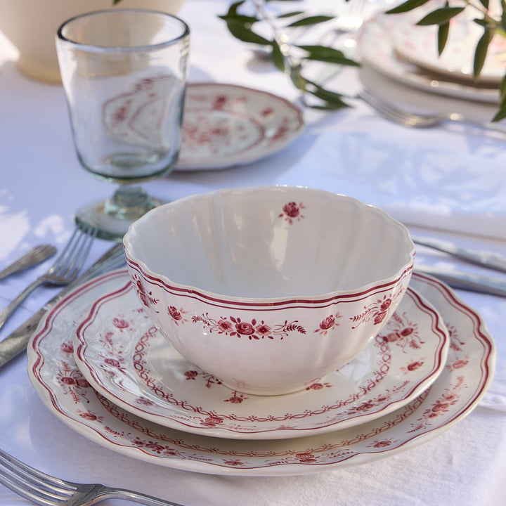 Costa Nova Vila Fine Stoneware Dinnerware (White-Red)