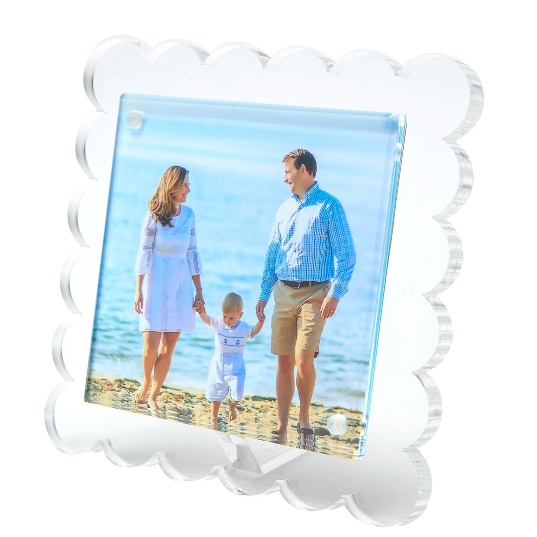 Square Scallop Clear Lucite Picture Frame (4x4)