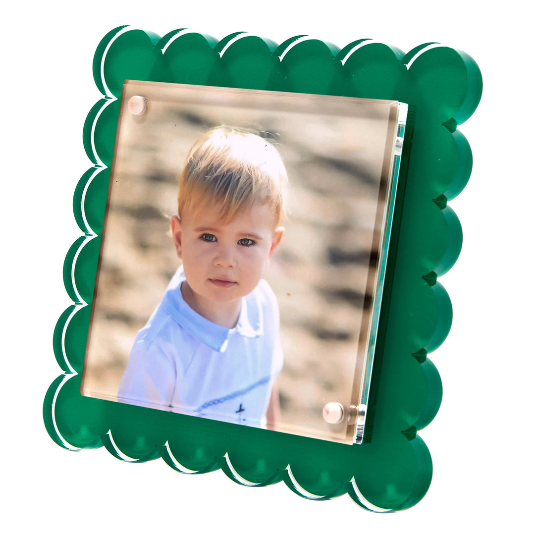 Square Scallop Green Lucite Picture Frame (4x4)