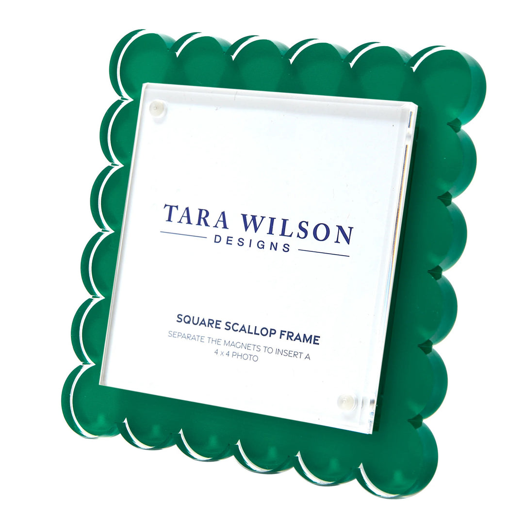 Square Scallop Green Lucite Picture Frame (4x4)