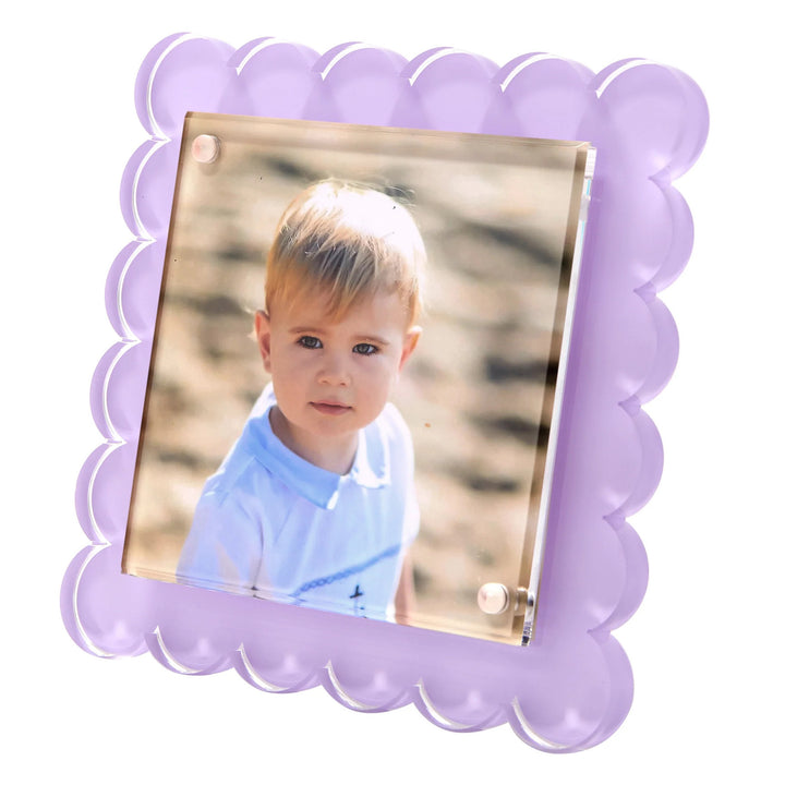 Square Scallop Lavender Lucite Picture Frame (4x4)