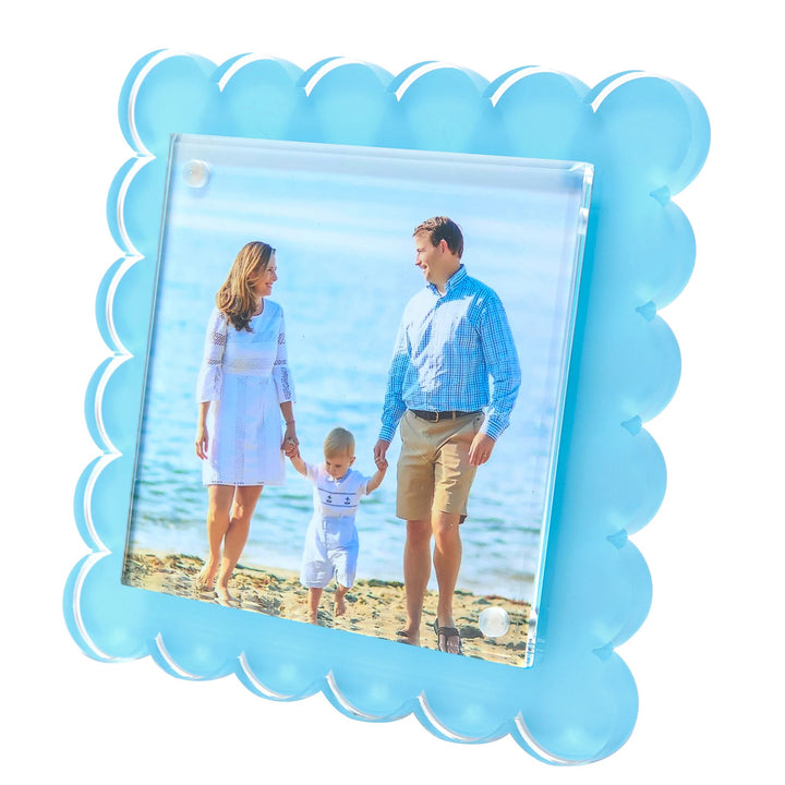 Square Scallop Pastel Blue Lucite Picture Frame (4x4)