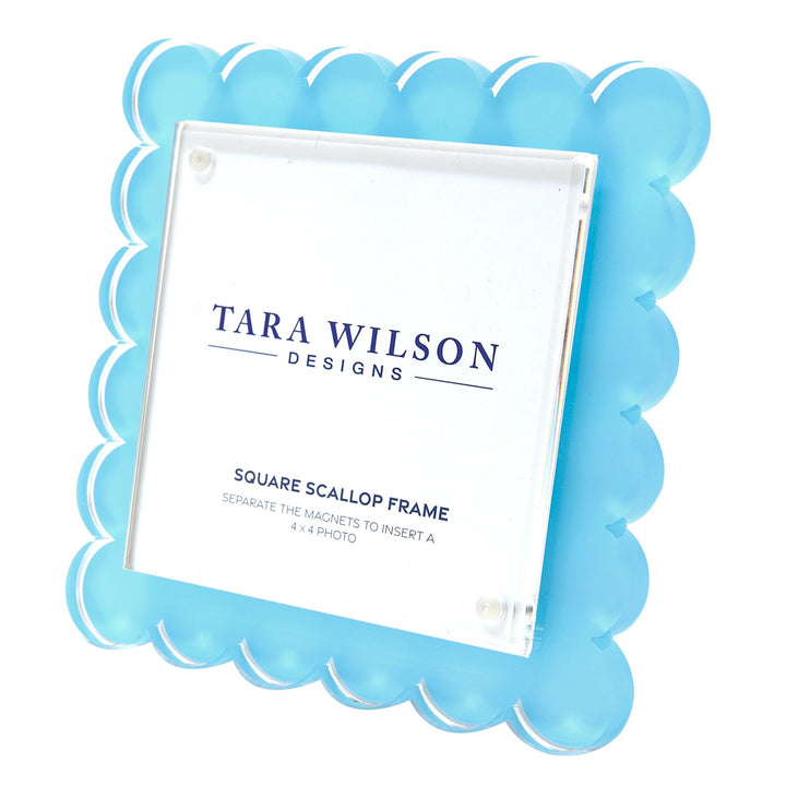 Square Scallop Pastel Blue Lucite Picture Frame (4x4)
