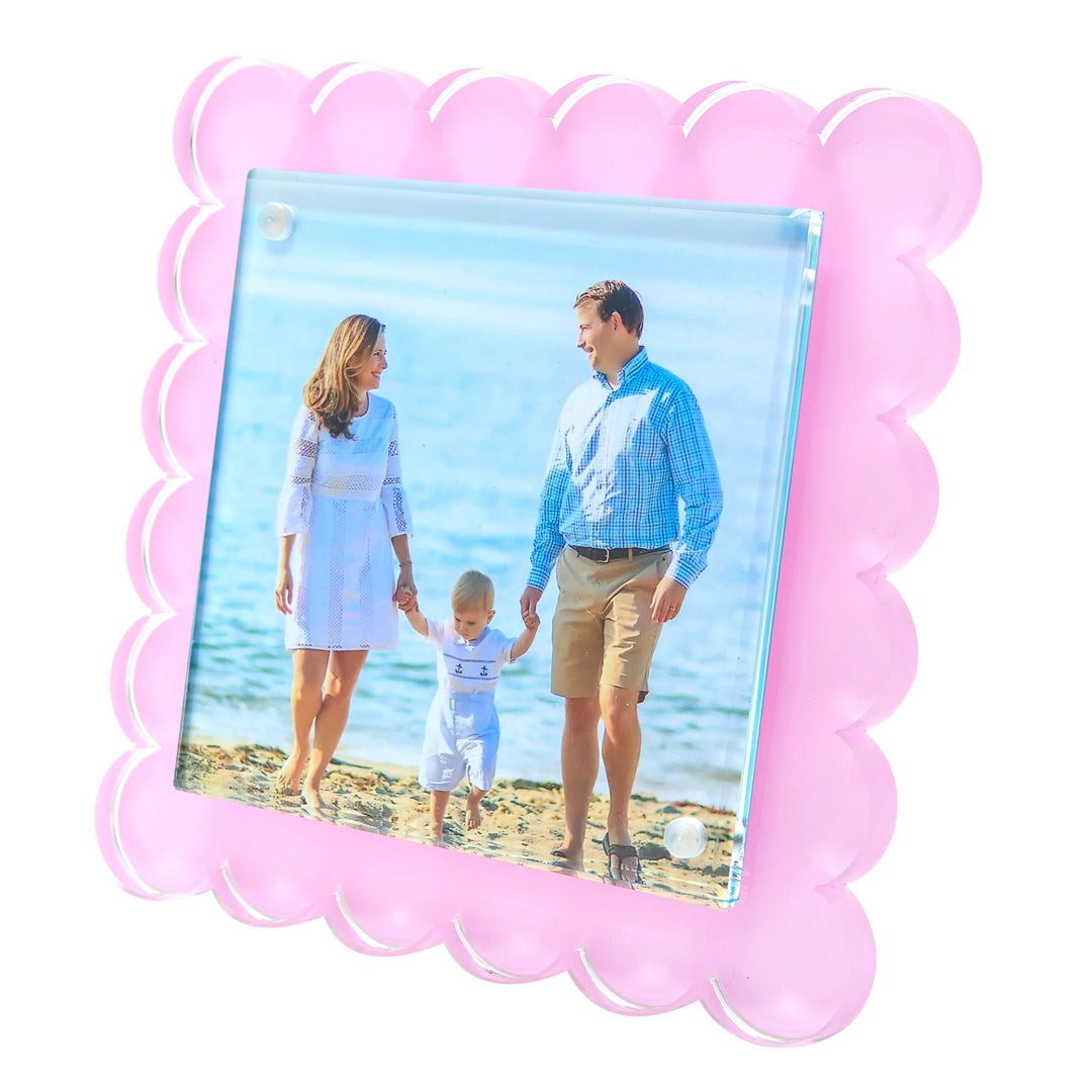 Square Scallop Pastel Pink Lucite Picture Frame (4x4)