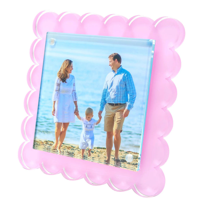 Square Scallop Pastel Pink Lucite Picture Frame (4x4)