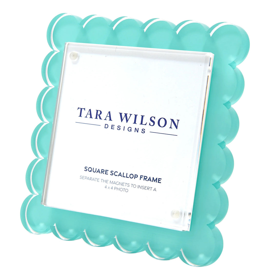 Square Scallop Pastel Turquoise Lucite Picture Frame (4x4)