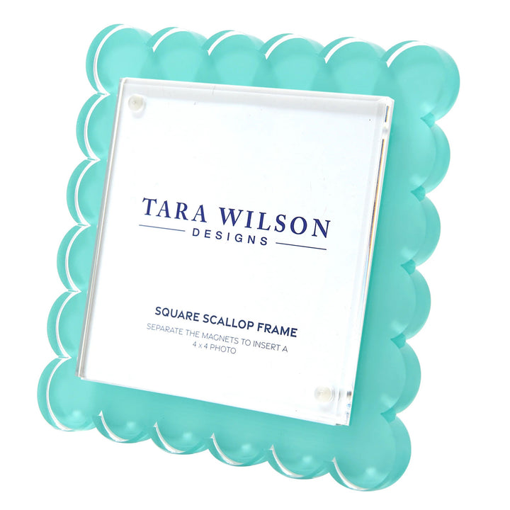 Square Scallop Pastel Turquoise Lucite Picture Frame (4x4)