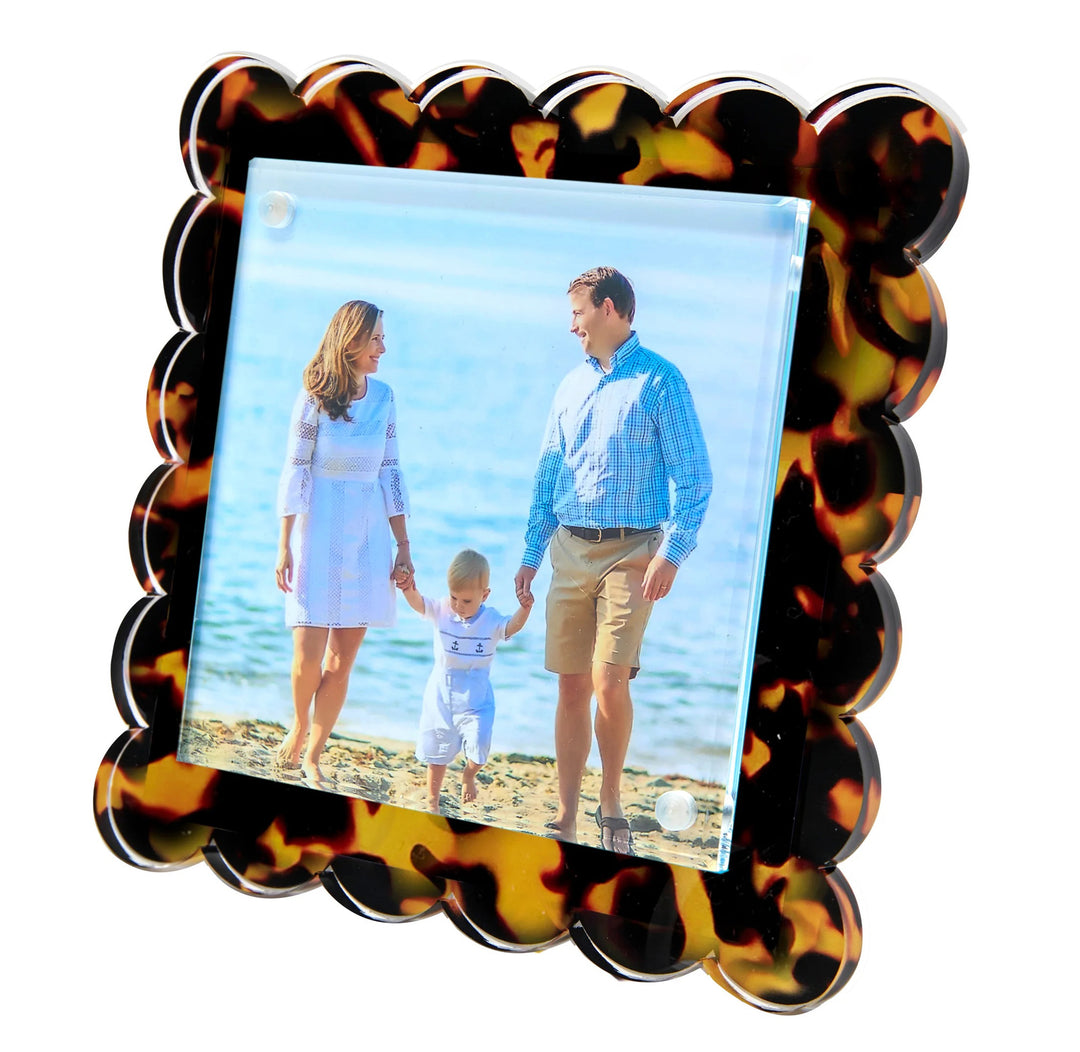 Square Scallop Tortoise Lucite Picture Frame (4x4)