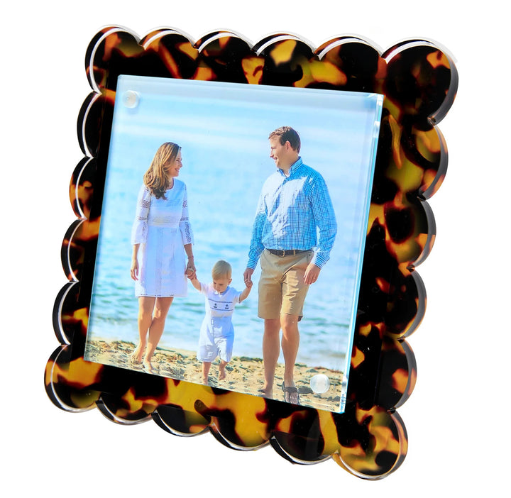 Square Scallop Tortoise Lucite Picture Frame (4x4)