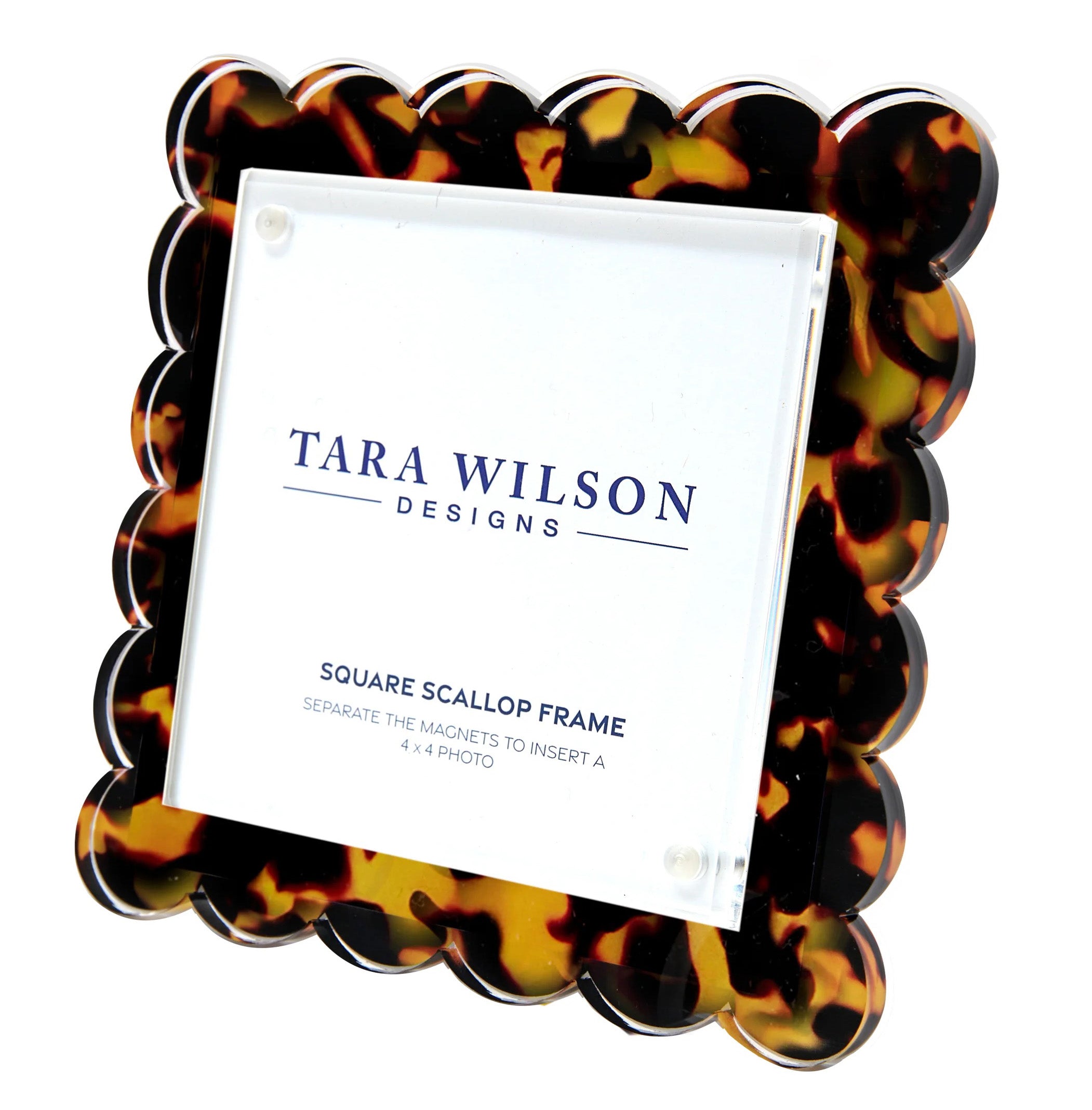 Square Scallop Tortoise Lucite Picture Frame - Thumbnail 2