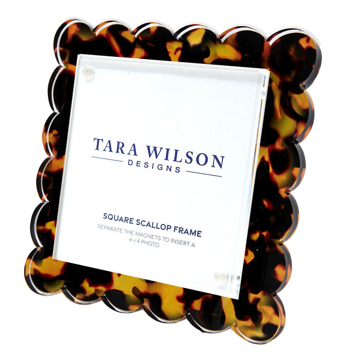 Square Scallop Tortoise Lucite Picture Frame (4x4)