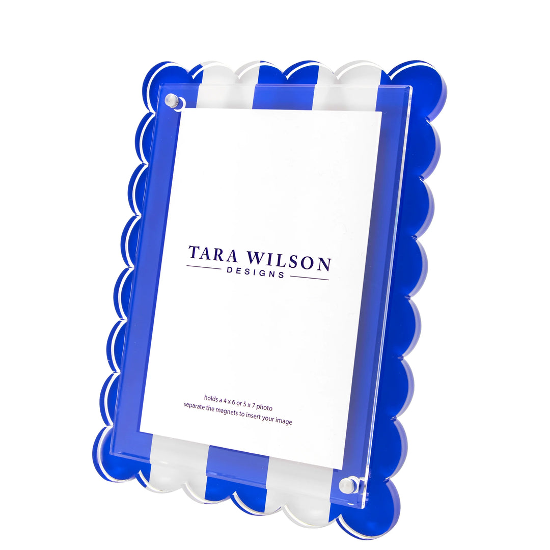 Scallop Blue & White Stripe Lucite Picture Frame (5x7)