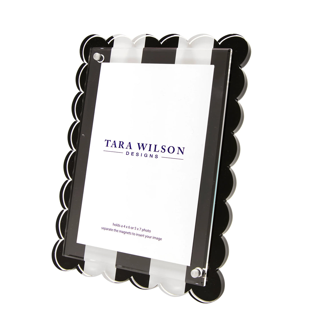 Scallop Black & White Stripe Lucite Picture Frame (5x7)