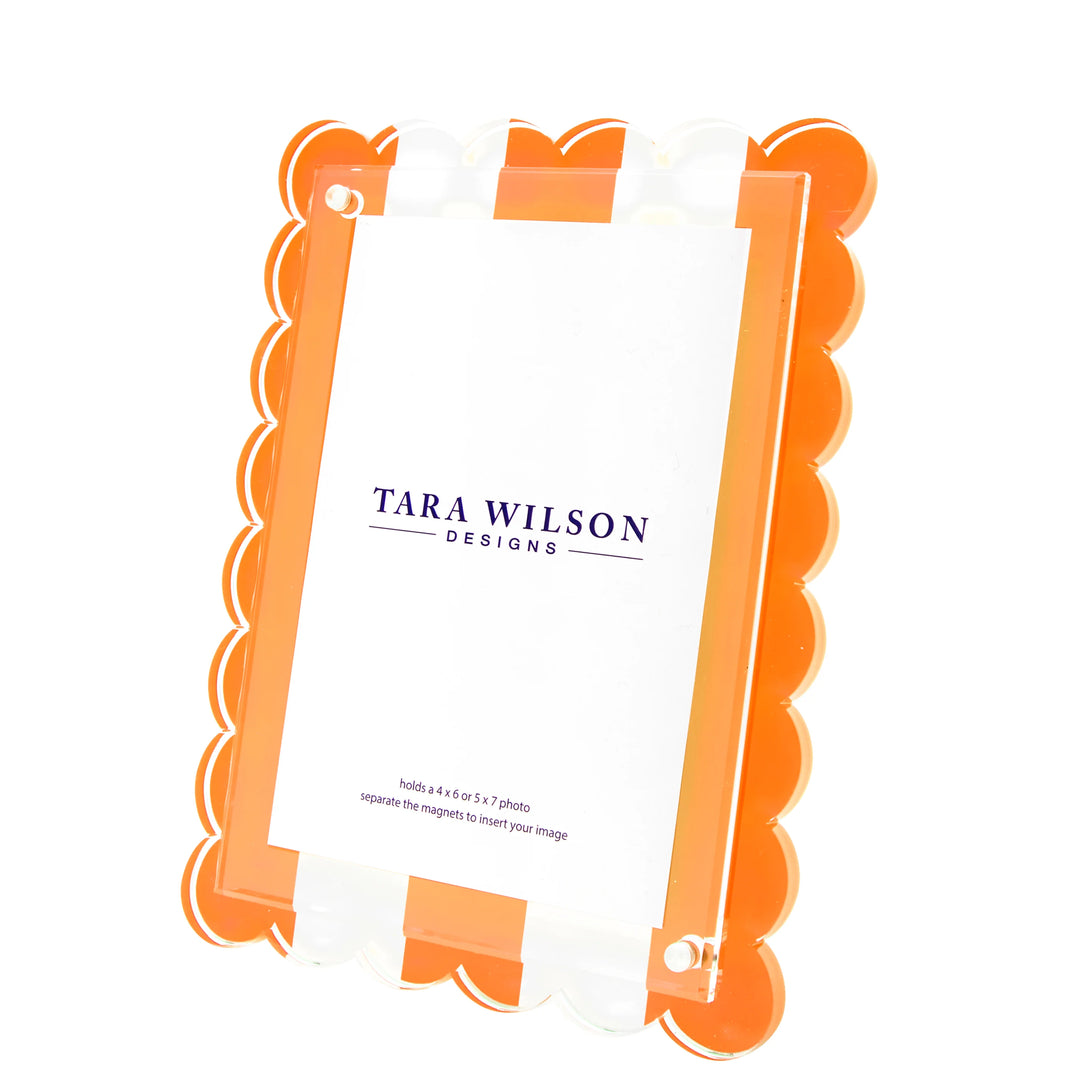 Scallop Orange & White Stripe Lucite Picture Frame (5x7)