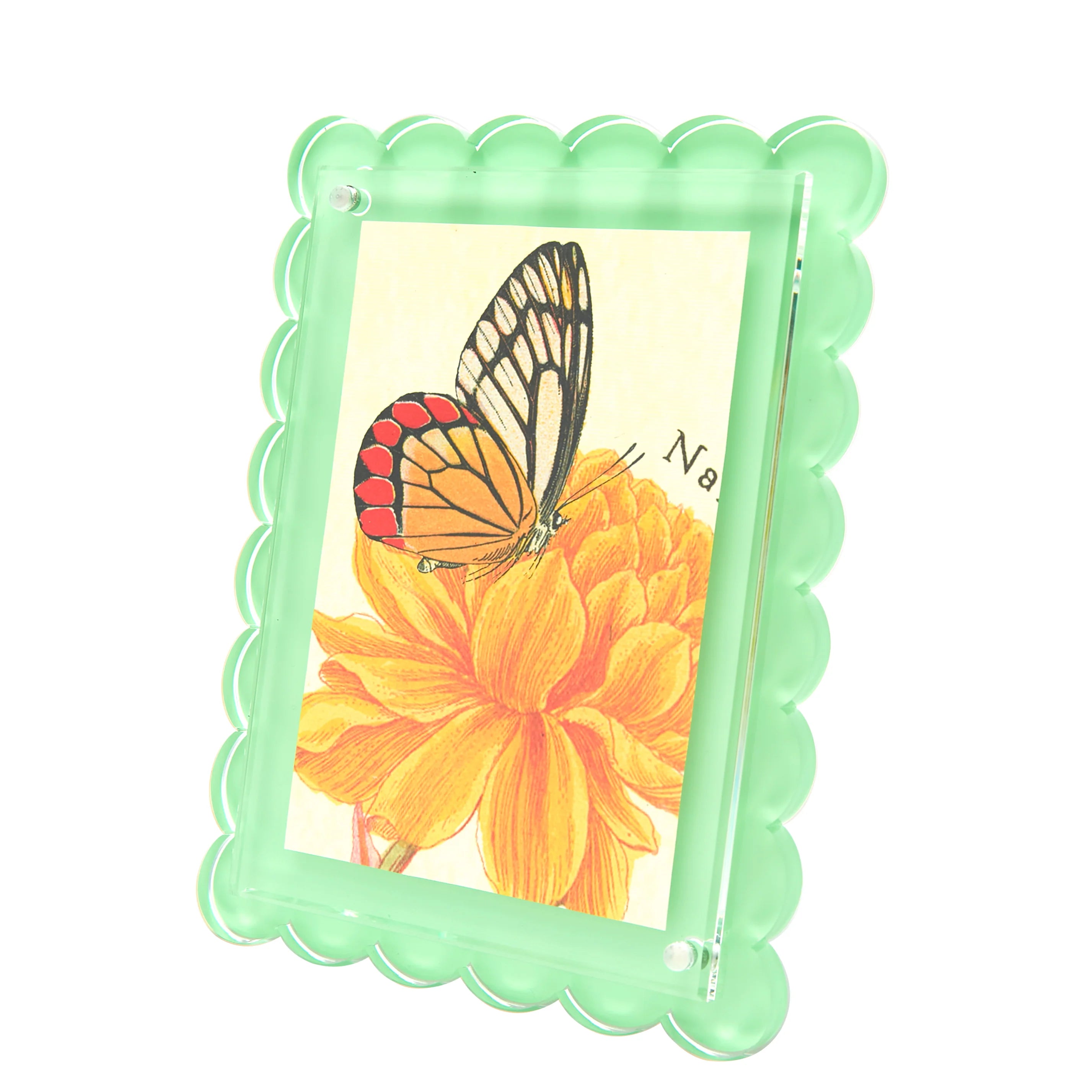 Scallop Pastel Green Lucite Picture Frame