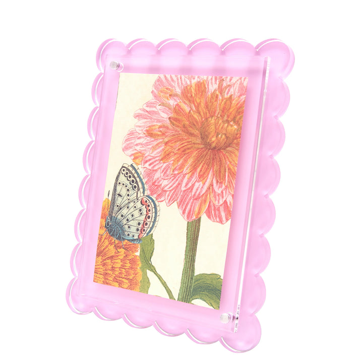 Scallop Pastel Pink Lucite Picture Frame (5x7)