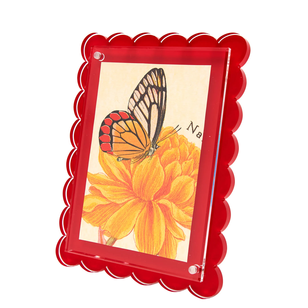 Scallop Red Lucite Picture Frame (5x7)