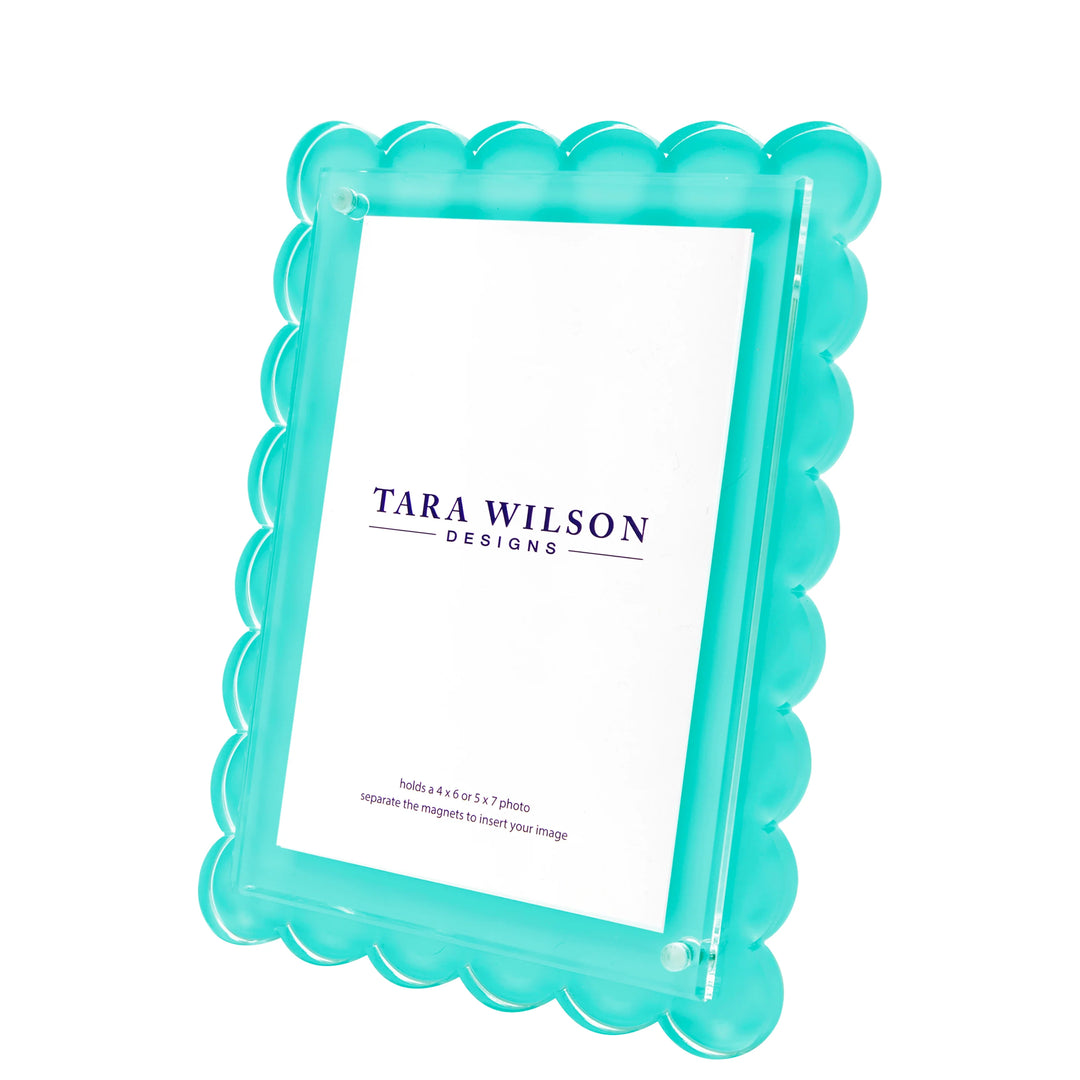 Scallop Turquoise Lucite Picture Frame (5x7)