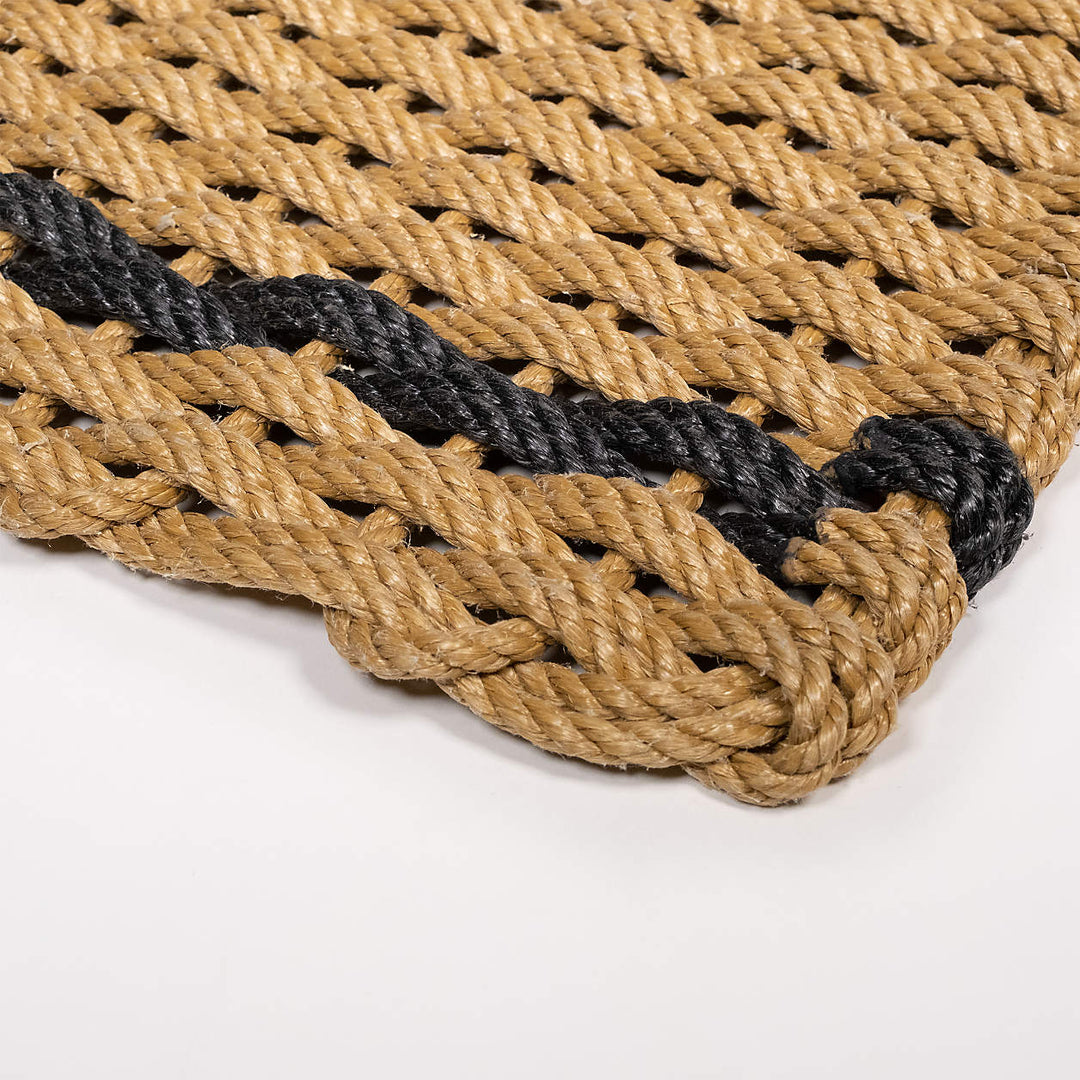 The Rope Co. Handwoven Doormat (Wheat with 2 Charcoal Stripes)