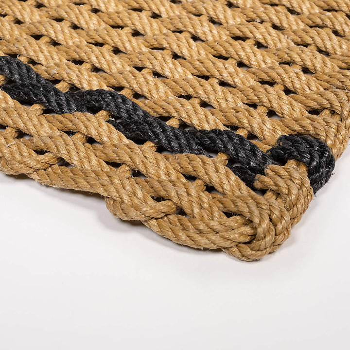 The Rope Co. Handwoven Doormat (Wheat with 2 Charcoal Stripes)