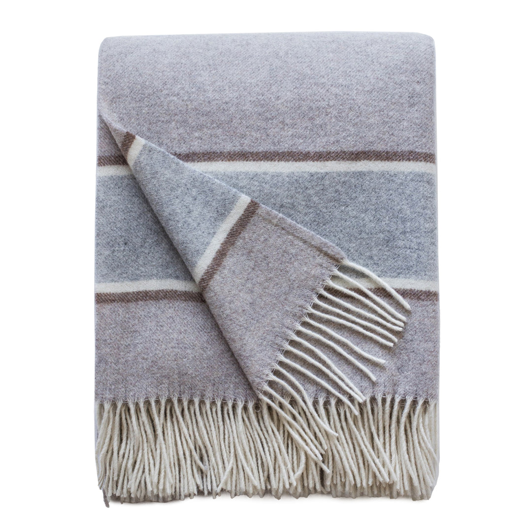 Oslo Cashmere/Superfine Wool Throw (Beige with Light Grey, Ivory & Taupe Stripes)