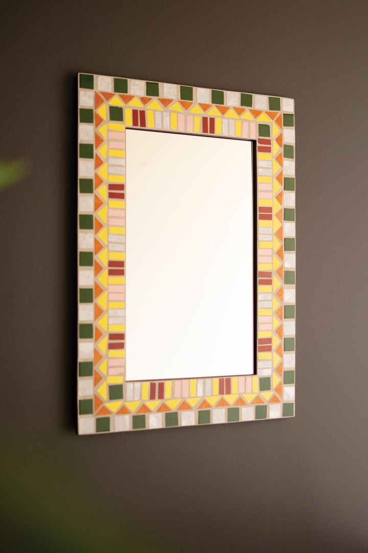 Rectangle Mosaic Tile Framed Mirror