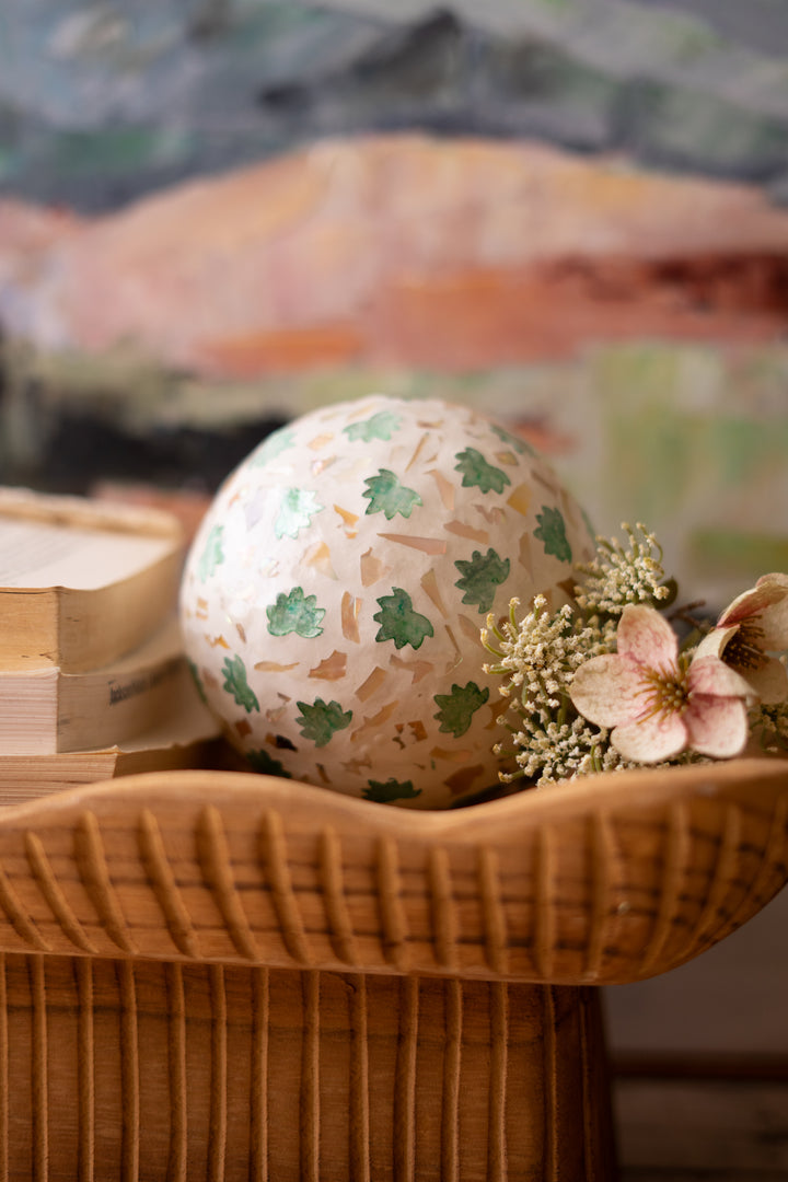 Spun Bamboo Ball with Fan Palm Capiz Shell Detail (Set of Four)