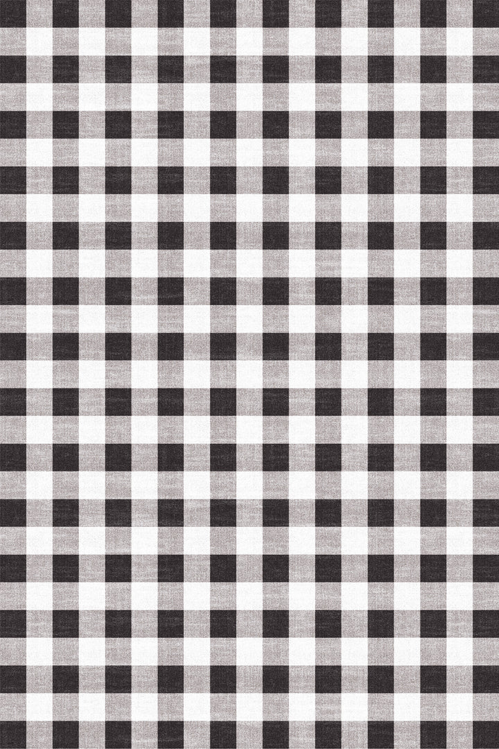 Adama Vinyl Floor Rug (Gingham Check Black)