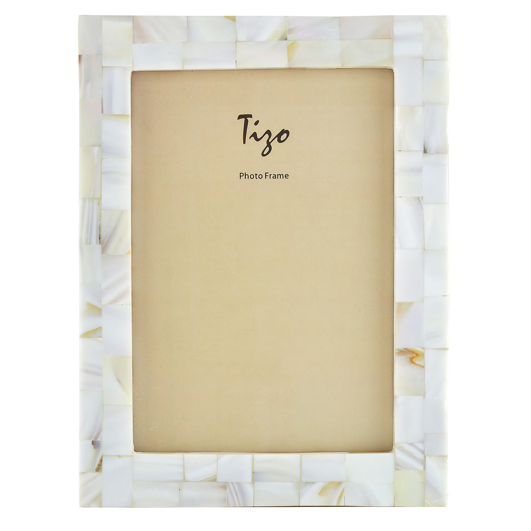 Tizo Design Solid White Faux Mother of Pearl Picture Frame