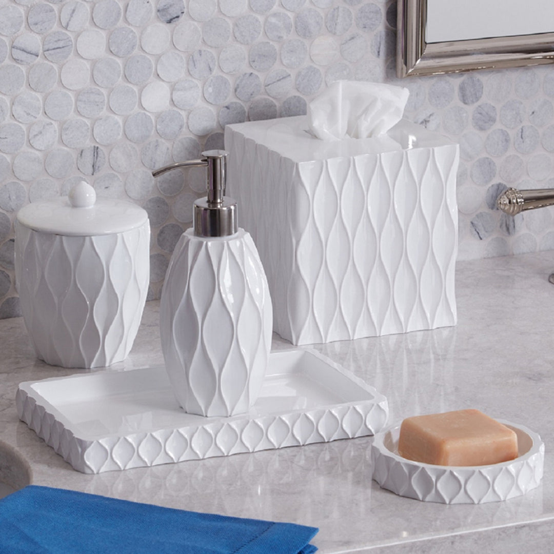 Roselli Trading Wave Solid White Resin Bathroom Accessories