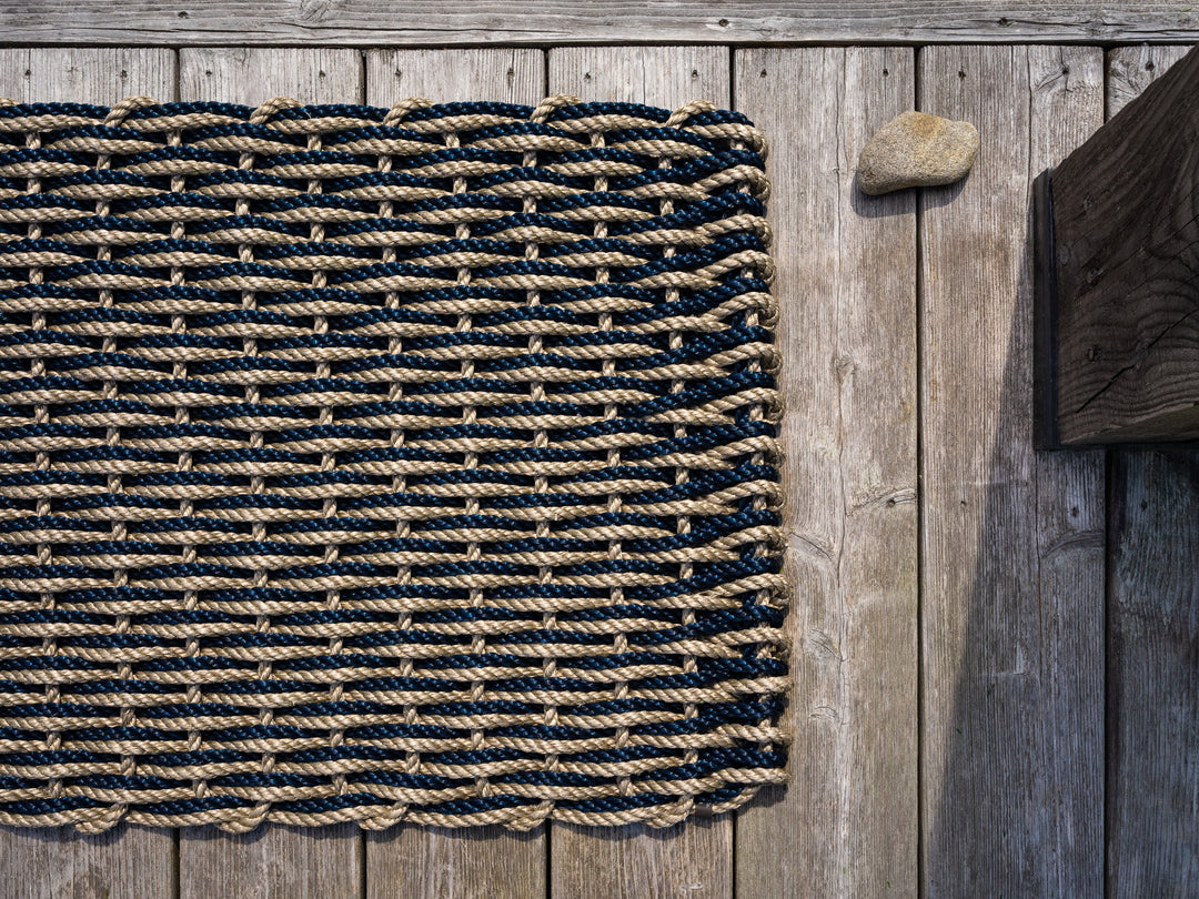 The Rope Co. Collection Handwoven Doormat (Sand + Navy)