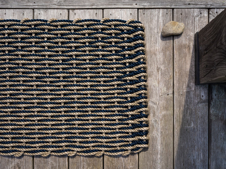 The Rope Co. Collection Handwoven Doormat (Sand + Navy)
