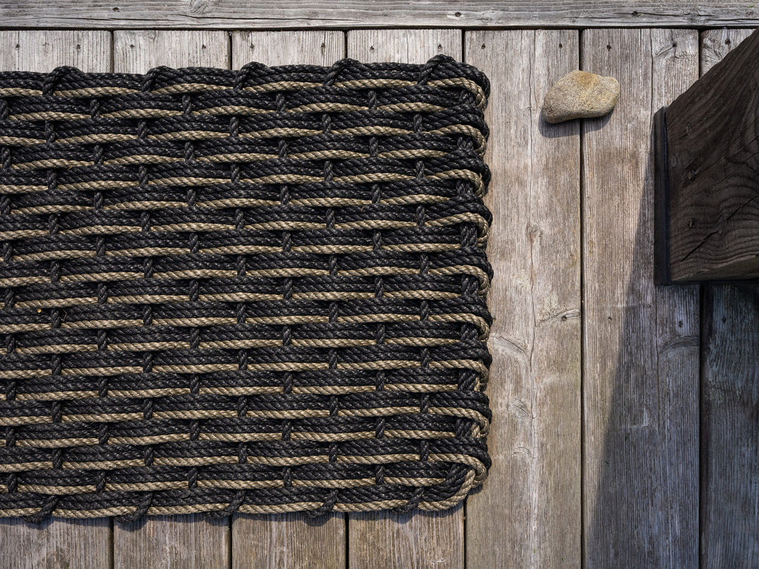 The Rope Co. Collection Handwoven Doormat (Charcoal + Charcoal + Mushroom)