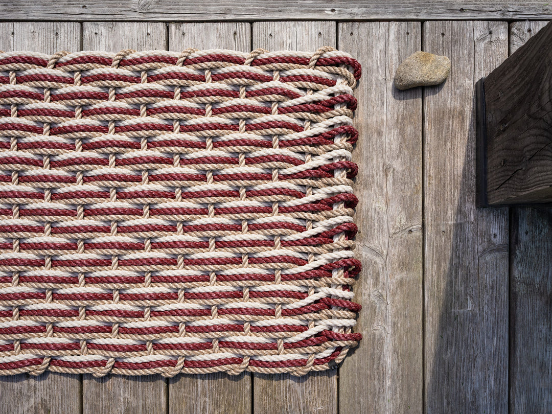 The Rope Co. Handwoven Doormat (Sand + Pomegranate + Oyster)