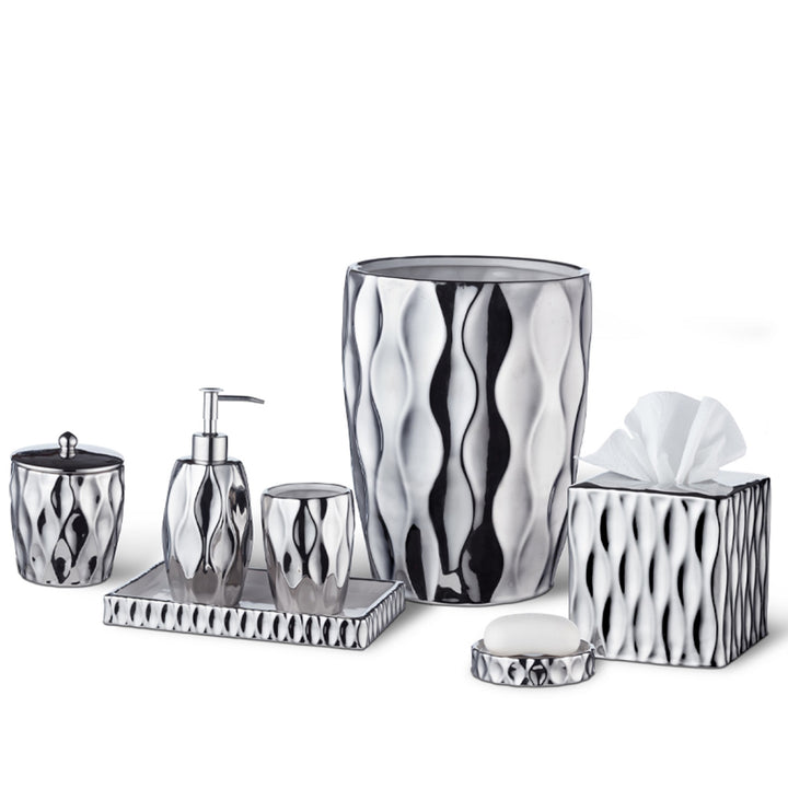 Roselli Trading Wave Ceramic/Silver Bathroom Accessories
