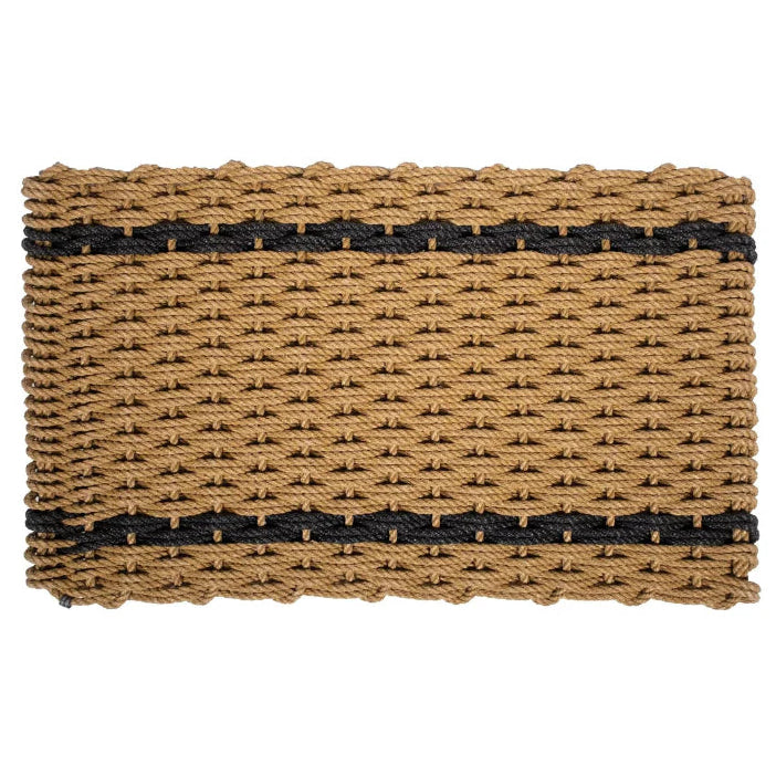 The Rope Co. Handwoven Doormat (Wheat with 2 Charcoal Stripes)