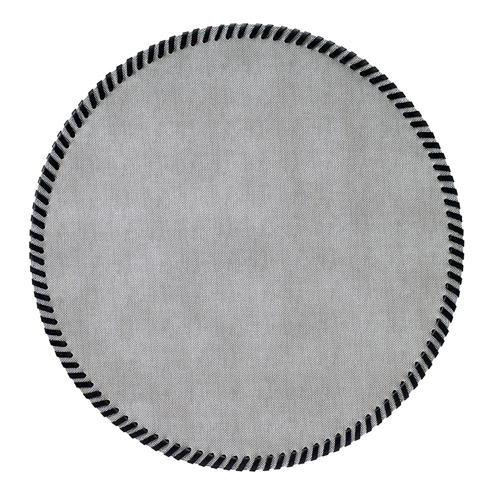 Bodrum Whipstitch Vinyl Round Placemats (Gray/Black) Set/4