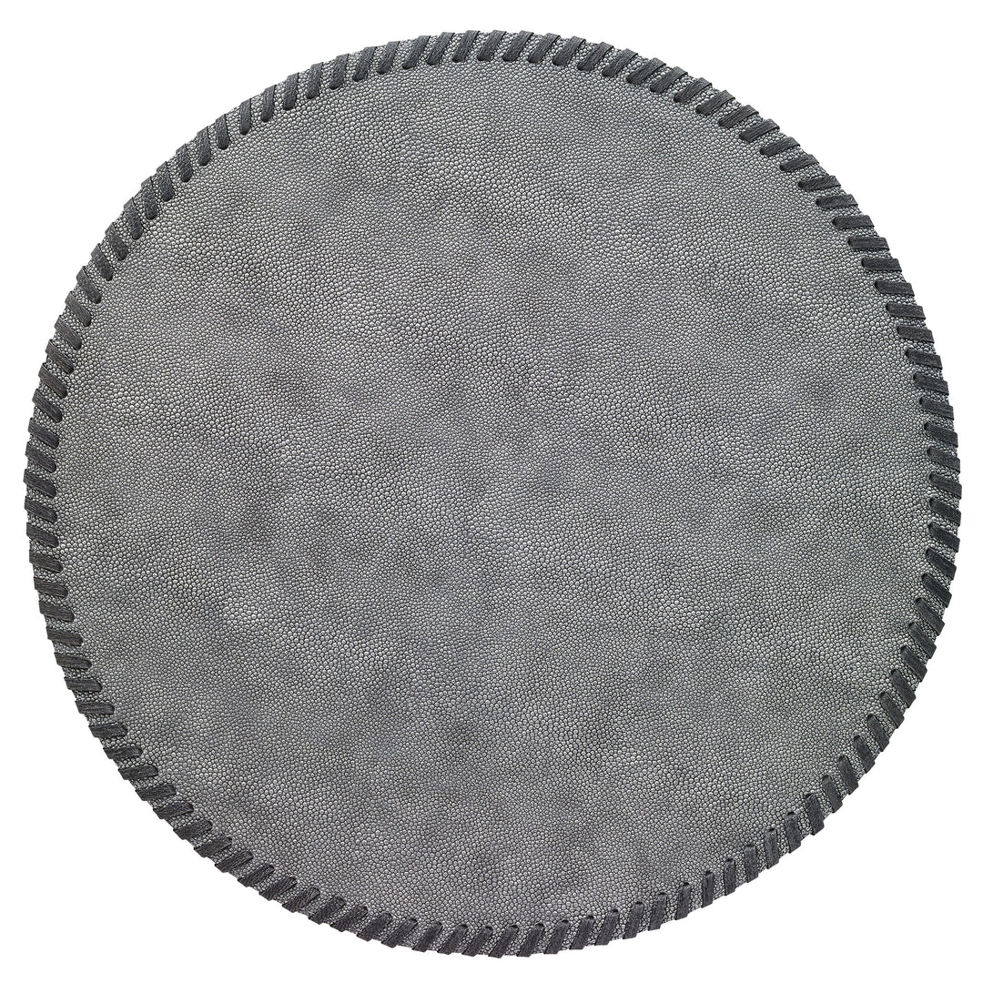 Bodrum Whipstitch Vinyl Round Placemats (Pewter/Charcoal) Set/4