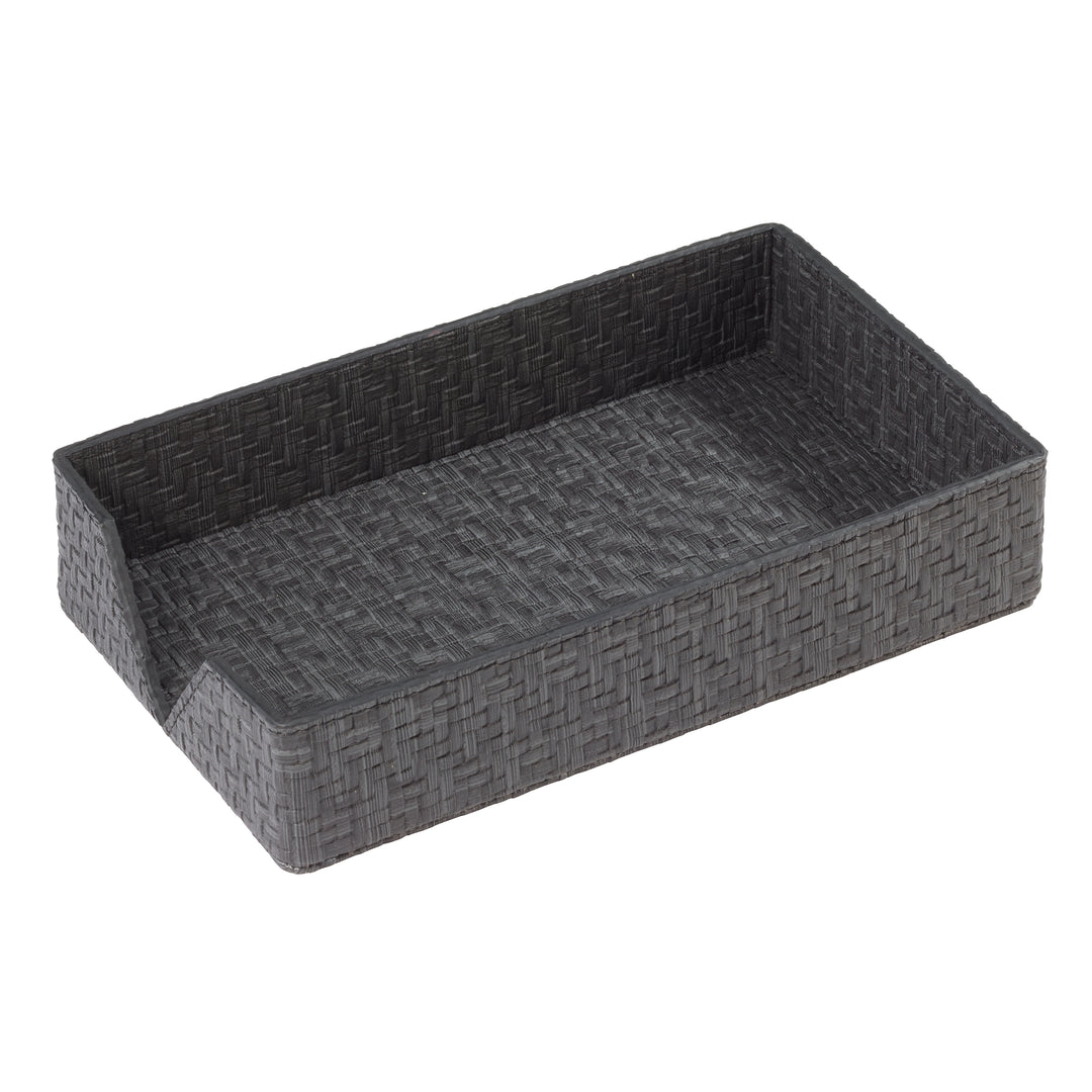 Bodrum Wicker Vinyl Guest Towel Tray (Black)