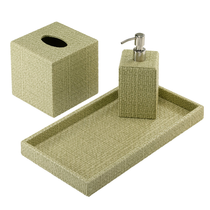 Wicker Vinyl Bathroom Accessories (Fern)