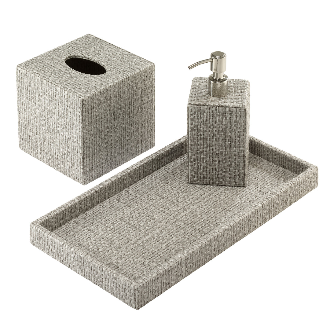 Wicker Vinyl Bathroom Accessories (Pebble)