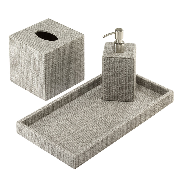 Wicker Vinyl Bathroom Accessories (Pebble)