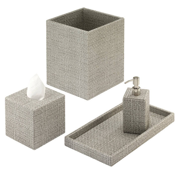 Wicker Vinyl Bathroom Accessories (Pebble)