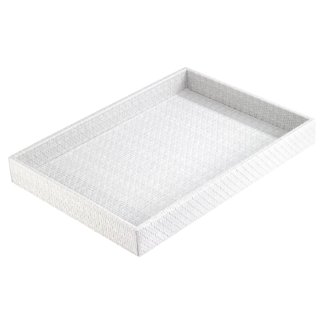 Bodrum Wicker Vinyl Decorative Tray 18" (White)