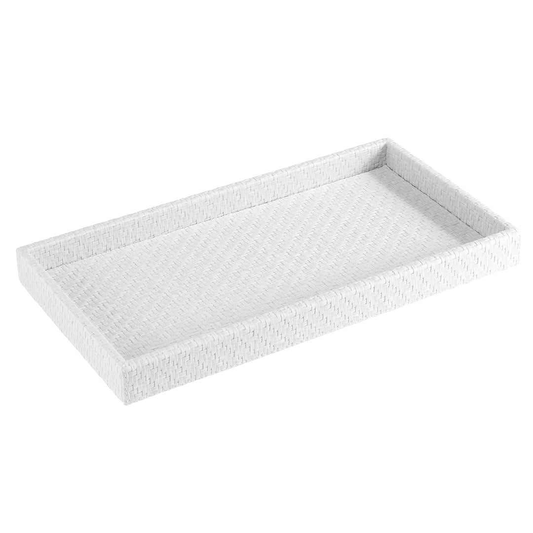 Wicker Vinyl Bathroom Accessories (White)